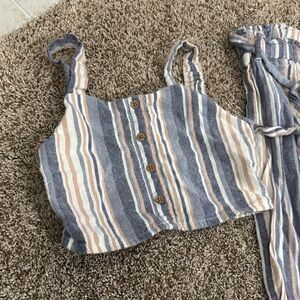 Japan Girls sir 10 Striped Button-Front Crop Top with pants